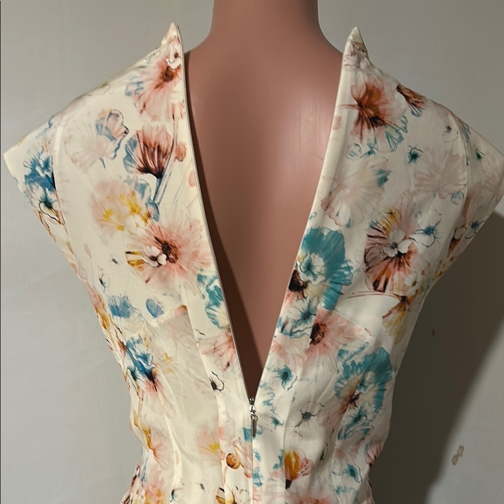Rebecca Taylor Poppy Print 100% Silk Godet Lined Dress Size 8 - Picture 13 of 16